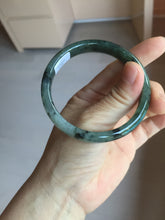 Load image into Gallery viewer, 56.8mm Certified 100% natural Type A oily dark green/gray (老油青) jadeite jade bangle PA78-6284