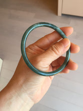 Load image into Gallery viewer, 61mm Certified Type A 100% Natural dark green blue gray black slim round cut Guatemala Jadeite bangle PJ12-9701
