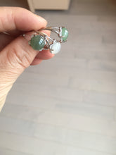 Load image into Gallery viewer, 100% natural type A icy watery green dark green four-prong jadeite jade ring group AA90