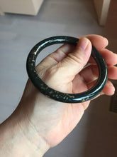 Load image into Gallery viewer, 59mm 100% Natural Dark Green/Black Meteorite Starry Night Sky Galaxy Nephrite Bangle HN179-0578