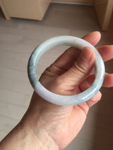 Load image into Gallery viewer, 58.4mm certified 100% natural Type A light green/purple white Snowy Pine Forest jadeite jade bangle J126-3074