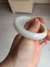 Load image into Gallery viewer, 52.7mm certified Type A 100% Natural white beige with yellow flying flowers Jadeite Jade bangle D158-3963