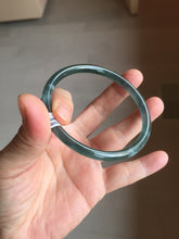 Load image into Gallery viewer, 61mm Certified Type A 100% Natural dark green/blue/gray Guatemala slim round cut Jadeite bangle PD175-2496