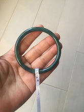 Load image into Gallery viewer, 57mm Certified Type A 100% Natural icy watery deep sea dark green/blue/gray/black slim round cut Guatemala Jadeite bangle AT114-2061