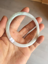 Load image into Gallery viewer, 59.5mm 100% natural certified light green/white round cut slim jadeite jade bangle BL43-1824