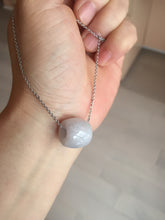 Load image into Gallery viewer, Type A 100% Natural white/light purple olive shape Jadeite Jade LuluTong (Every road is smooth) bead pendant BK108