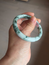 Load image into Gallery viewer, 54mm certified Type A 100% Natural light green with floating green flowers Jadeite Jade bangle AU14-3022