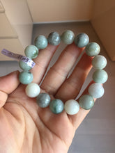 Load image into Gallery viewer, 13.2mm 100% natural type A dark green gray jadeite jade beads bracelet group AT103