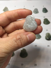 Load image into Gallery viewer, 100% Natural type A icy watery oily dark green(油青) happy Buddha jadeite pendant BS126