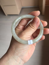 Load image into Gallery viewer, 54mm Certified type A 100% Natural light green dark green floating seaweed round cut Jadeite bangle PC138-6617