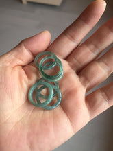 Load image into Gallery viewer, 14.1mm size 3 100% natural type A icy watery green/blue Guatemala jadeite jade band ring group BL143