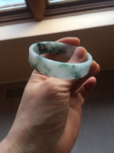 Load image into Gallery viewer, 50.8mm Certified type A 100% Natural sunny green/white/purple Little Wildflower thin square Jadeite Jade bangle PA252-6917