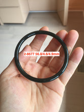 Load image into Gallery viewer, 54-64mm certified 100% Natural dark green black (青玉) slim round cut nephrite group Jade bangle HT106