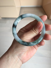 Load image into Gallery viewer, 55.6mm Certified Type A 100% Natural Dark Green Blue Gray Black Moonlit Ink (水墨月色) Round Cut Jadeite Jade Bangle AZ142-0750