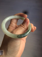 Load image into Gallery viewer, 54.5mm Certified type A 100% Natural icy watery dark green/white round cut Jadeite bangle BG74-0417