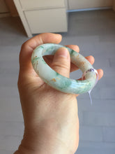 Load image into Gallery viewer, 51.2mm Certified Type A 100% Natural light green carved branches and flowers and golden-painted jadeite jade bangle BH123-6069