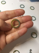Load image into Gallery viewer, 13.3mm size 2 100% natural type A icy watery green/blue/yellow Guatemala square style jadeite jade pinky finger band ring/pendant group BS118