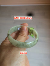 Load image into Gallery viewer, 51-52mm certificated Type A 100% Natural light green/yellow/brown thin Jadeite Jade bangle AZ54