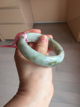 Load image into Gallery viewer, 59.2mm Type A 100% Natural light green brown chubby autumn leaves jadeite jade bangle G55