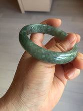Load image into Gallery viewer, 56.4mm certified type A 100% Natural oily dark green gray black with flying snow Jadeite jade bangle PC203-7671