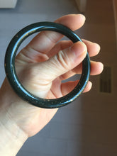 Load image into Gallery viewer, 60mm certified 100% Natural dark green/black meteorite round cut nephrite bangle HN132-0606