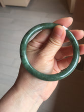 Load image into Gallery viewer, 60.2mm Certified Type A 100% Natural oily dark green(老油青) gray black round cut Jadeite Jade bangle BH102-0692