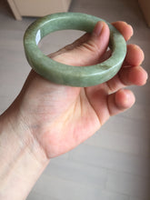 Load image into Gallery viewer, 55mm certified type A 100% Natural light green/gray/brown square style Jadeite Jade bangle BS1-1502