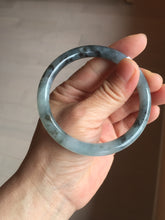 Load image into Gallery viewer, 55.8mm Certified Type A 100% Natural icy watery dark green/purple/gray round cut Jadeite bangle AA131-6925