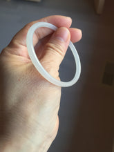 Load image into Gallery viewer, 52.1mm Certified 100% Natural icy white/gray slim round cut nephrite jade bangle HN44-9225