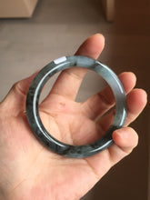 Load image into Gallery viewer, 56mm Certified Type A 100% Natural icy watery dark green/purple/gray round cut Jadeite bangle AA130-6924
