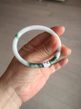 Load image into Gallery viewer, 49mm certified 100% natural Type A dark green white camouflage color oval round cut jadeite jade bangle BG81-3935