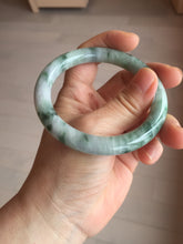 Load image into Gallery viewer, 56mm certified 100% natural Type A light green/white with green floating flowers round cut jadeite jade bangle BS92-6607
