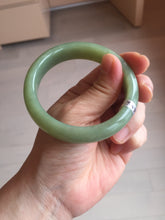 Load image into Gallery viewer, 55.5mm certified 100% Natural green/yellow nephrite Jade bangle HE17-8450
