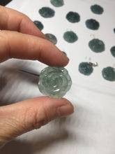 Load image into Gallery viewer, 100% Natural type A icy watery blue green gray Guatemala jadeite Rose Pendant group BP181