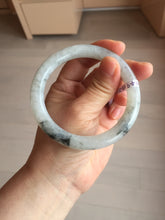 Load image into Gallery viewer, 58.2mm certified Type A 100% Natural icy light green white with green floating flowers round cut Jadeite Jade bangle BS63-7349