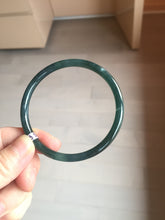 Load image into Gallery viewer, 58.3mm Certified Type A 100% Natural dark green/blue/gray Guatemala slim round cut Jadeite bangle BP201-5512