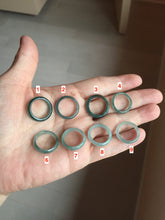 Load image into Gallery viewer, Size 2 1/4 (13.6mm) 100% natural type A icy watery green/blue/gray Guatemala jadeite jade band ring group AA105