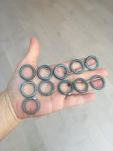 Load image into Gallery viewer, Size 6 1/2 100% natural type A light dark green blue black gray Guatemala jadeite band ring group AA112