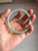Load image into Gallery viewer, 54.4mm Certified type A 100% Natural light green gray black slim round cut Jadeite bangle PA199-2453