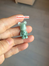 Load image into Gallery viewer, Type A 100% Natural light green white jadeite jade cute baby bear pendant BG93