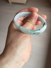 Load image into Gallery viewer, 49mm certified natural 100% natural Type A green white with green flying flowers oval jadeite jade bangle PB110-2435
