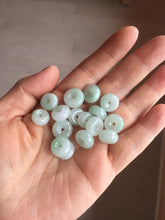 Load image into Gallery viewer, 10-12.8mm Type A 100% Natural light green sunny green white Jadeite Safety Guardian Button donuts pendant PH62 Add on item
