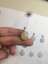Load image into Gallery viewer, 100% natural icy watery green/white/purple type A jadeite jade water drop pendant necklace group A122