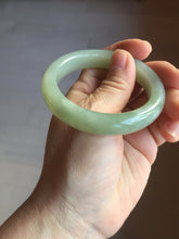 Load image into Gallery viewer, 51mm Certified 100% Natural icy waery light green/yellow/gray nephrite jade bangle HN37-3595