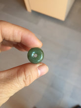 Load image into Gallery viewer, 14-15mm Type A 100% Natural dark green black gray(老油青) Jadeite Safety Guardian Button donuts pendant PD198