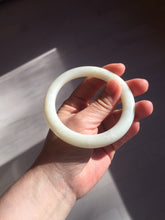 Load image into Gallery viewer, 58.5mm Certified 100% Natural white beige round cut nephrite Jade bangle HHE103-0942