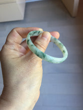 Load image into Gallery viewer, 51mm Certified Type A 100% Natural icy watery light green with green floating flowers thin Jadeite Jade bangle PJ57-1885