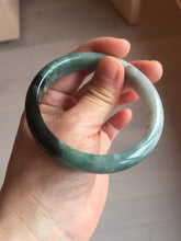 Load image into Gallery viewer, 56.6mm certified 100% natural Type dark green/ gray jadeite jade bangle AU56-4021