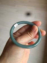 Load image into Gallery viewer, 48mm Certified Type A 100% Natural deep sea green/blue/gray/white oval round cut Guatemala Jadeite bangle KS95-2468