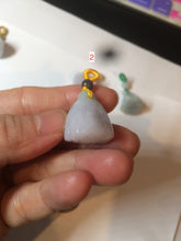 Load image into Gallery viewer, 100% Natural type A dark green/purple/gray Jadeite Jade lotus pod hanger BF40